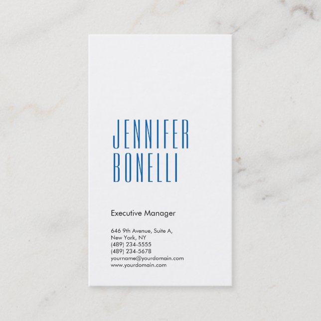 Beruflich-minimalistisch-modern-blau Visitenkarte (Vorderseite)