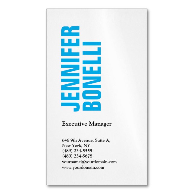 Beruflich-minimalistisch-modern-fett-blau Magnetische Visitenkarte (Vorderseite Vertikal)
