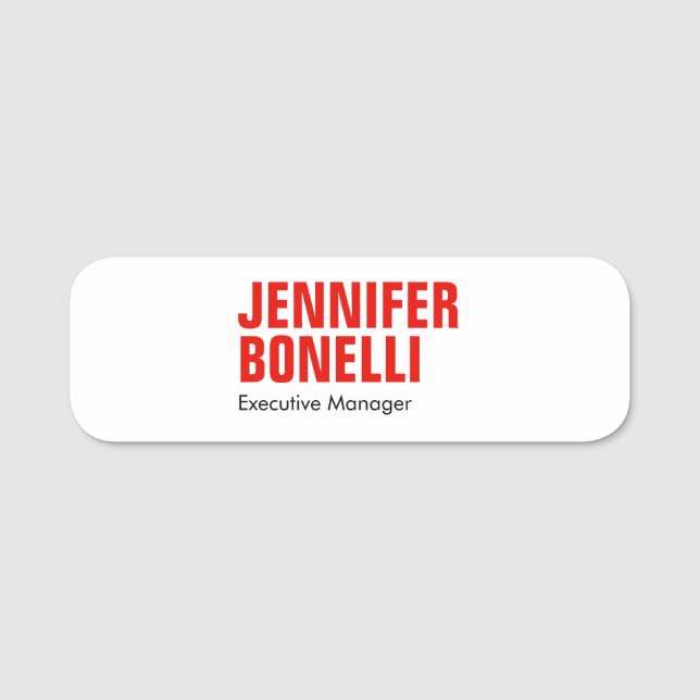 Beruflich-minimalistisch-modern-fett-weiß Namensschild (Vorderseite)