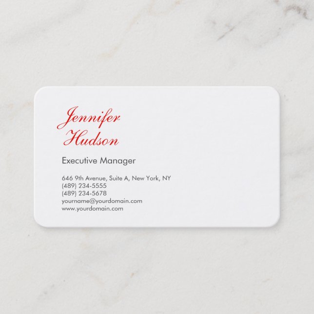 Beruflich-minimalistisch-moderne rote Kalligraphie Visitenkarte (Vorderseite)