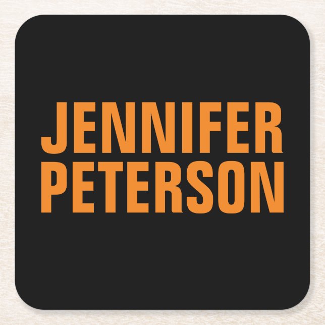 Beruflich-minimalistisch-moderner Orangenschwarz Rechteckiger Pappuntersetzer (Vorderseite)