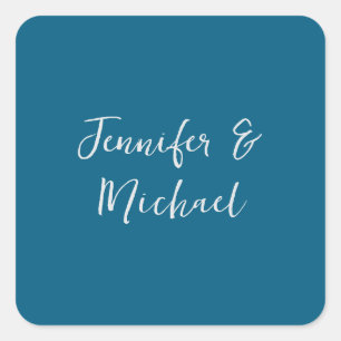 Beruflich-minimalistisch-ozeanblau-kalligraphisch Quadratischer Aufkleber