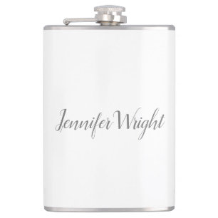 Beruflich minimalistische Handschrift grau weiß Flachmann