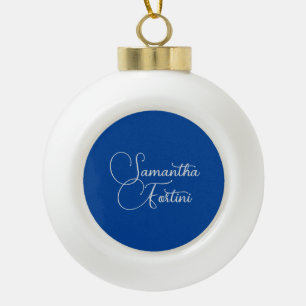 Beruflich minimalistischer Handschriftname blau Keramik Kugel-Ornament