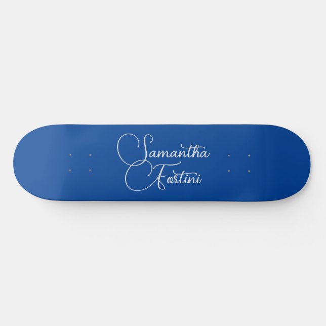 Beruflich minimalistischer Handschriftname blau Skateboard (Horizontal)