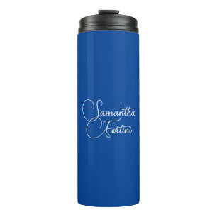 Beruflich minimalistischer Handschriftname blau Thermosbecher