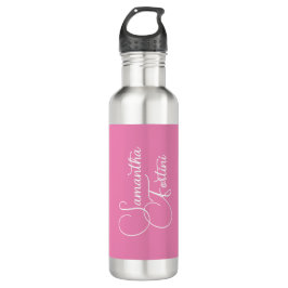 Beruflich minimalistischer Handschriftname pink Edelstahlflasche