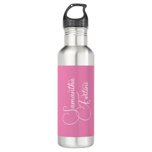 Beruflich minimalistischer Handschriftname pink Edelstahlflasche
