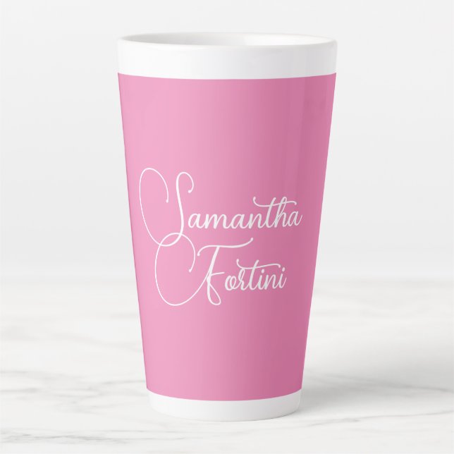 Beruflich minimalistischer Handschriftname pink Milchtasse (Vorderseite)