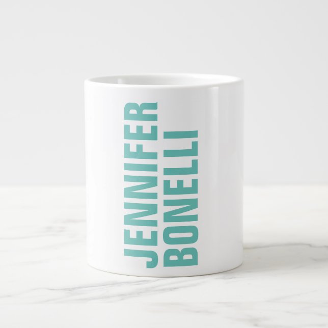 Beruflich minimalistischer, moderner blauer Name Jumbo-Tasse (Vorderseite)