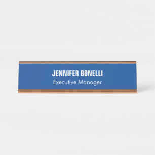 Beruflich minimalistisches modernes Blau fügt Ihre Schreibtischnamensplakette