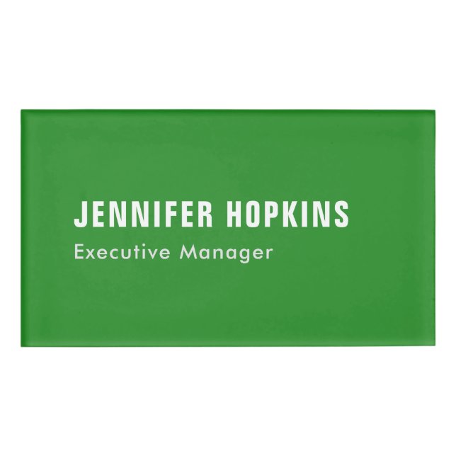 Beruflich minimalistisches modernes Waldgrün Namenschild (Vorderseite)
