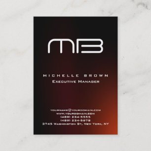 Beruflich Modern Brown Red Monogram Visitenkarte