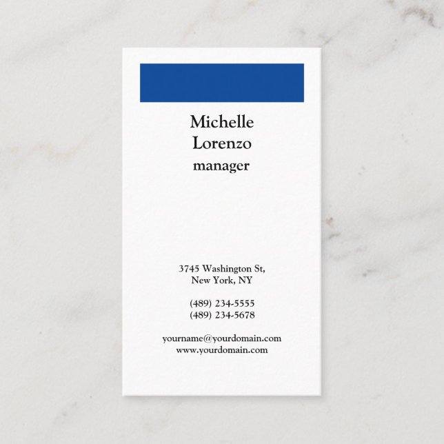 Beruflich modern, einfach, Schlicht, blau und weiß Visitenkarte (Vorderseite)