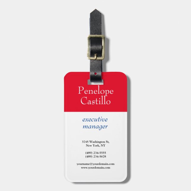 Beruflich Modern, einfach, Schlicht, blau, weiß Gepäckanhänger (Vorderseite vertikal)