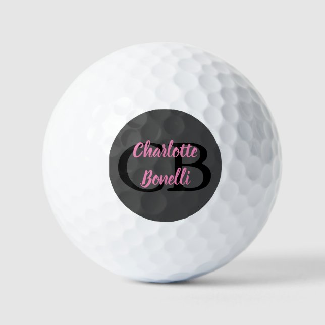 Beruflich Modern-Monogramm-Name Minimalistisch Golfball (Vorderseite)