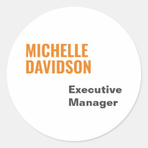 Beruflich Modern Orange White Minimalistisch Schli Runder Aufkleber