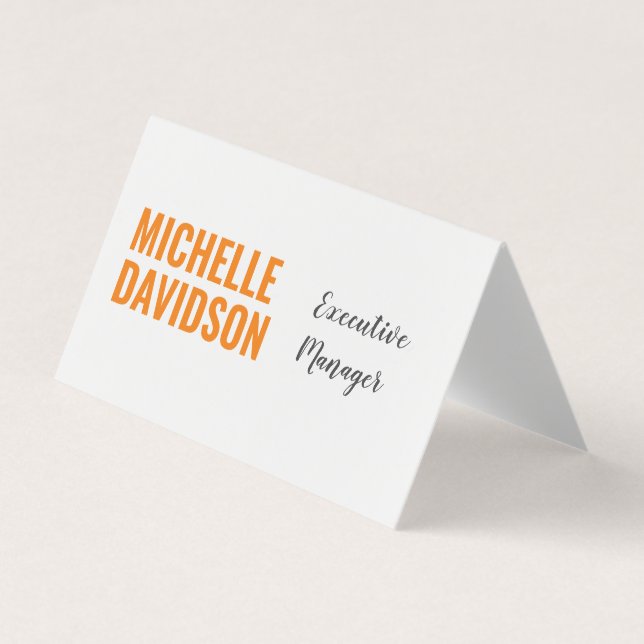 Beruflich Modern Orange White Minimalistisch Schli Visitenkarten (Vorderseite)
