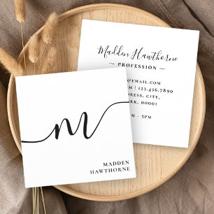 Beruflich Modern Simple Script Monogram Initial Quadratische Visitenkarte