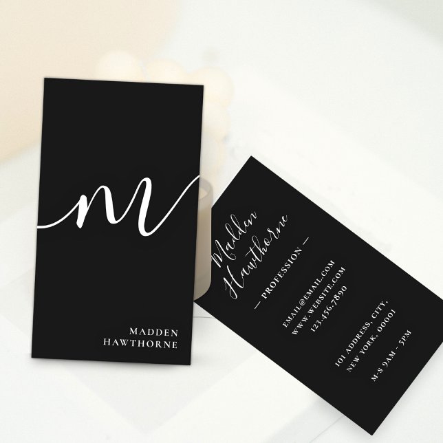 Beruflich Modern Simple Script Monogram Initial Visitenkarte (Von Creator hochgeladen)