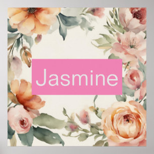 Beruflich Moderne Minimalistische Rose Blumenname Poster