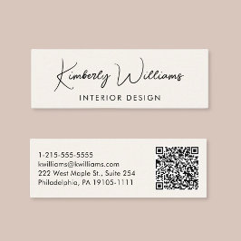 Beruflich-moderne Script QR Code Cream Mini Visitenkarte