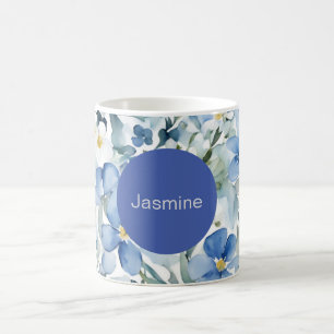 Beruflich Moderner Minimalistischer Blauer Blumenn Kaffeetasse