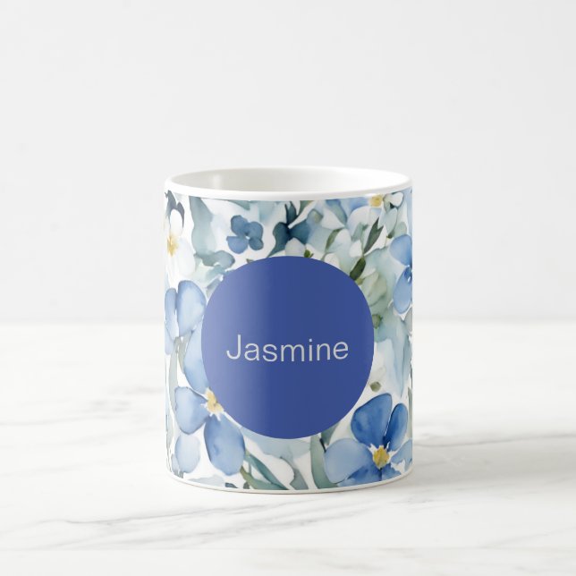 Beruflich Moderner Minimalistischer Blauer Blumenn Kaffeetasse (Mittel)