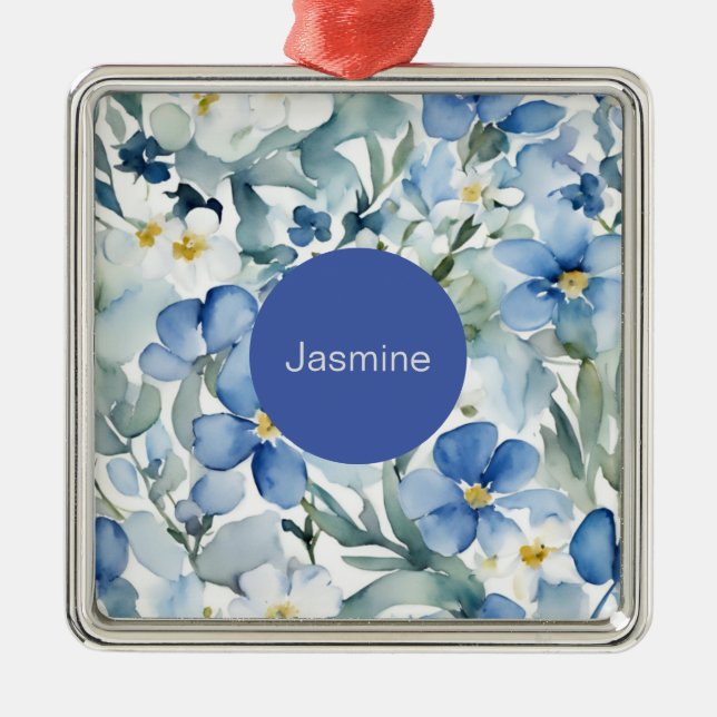 Beruflich Moderner Minimalistischer Blauer Blumenn Ornament Aus Metall (Vorne)