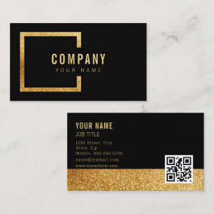 Beruflich Moderner Schwarzer Glitzer Elegant Visitenkarte