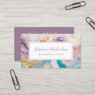 Beruflich Modernes Lila Gold Aquamarin Abstrakt Visitenkarte