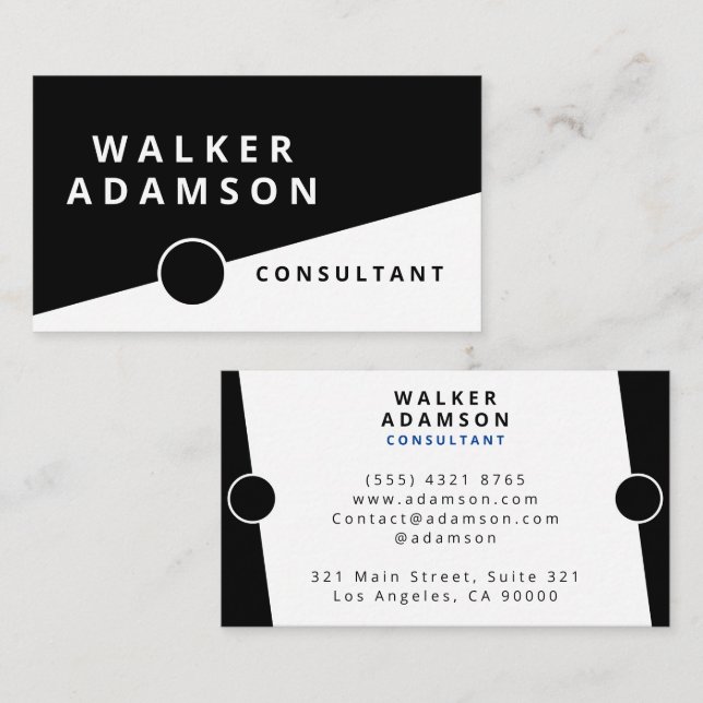 Beruflich Modernes Minimalistisches Weiß und Schwa Visitenkarte (Vorne/Hinten)