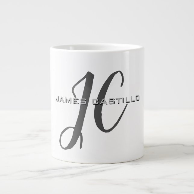 Beruflich Modernes Mit Monogramm Minimalistisch Jumbo-Tasse (Vorderseite)