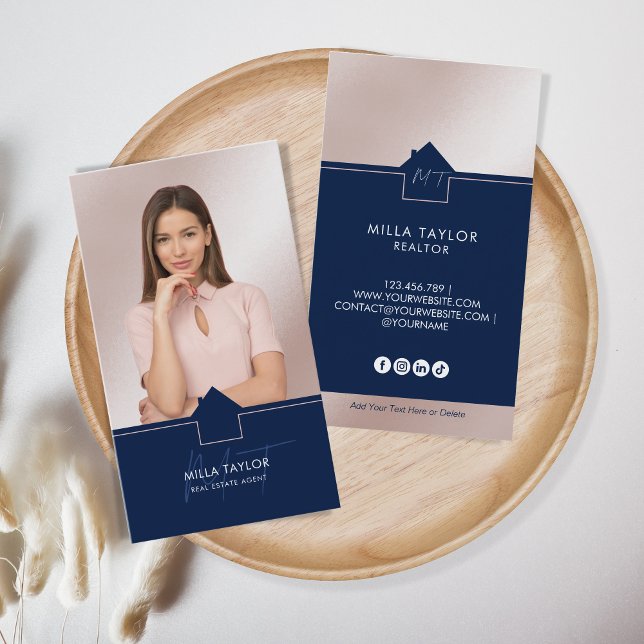 Beruflich-Modernes Real-Anwesen-Monogramm-Foto Visitenkarte (Von Creator hochgeladen)