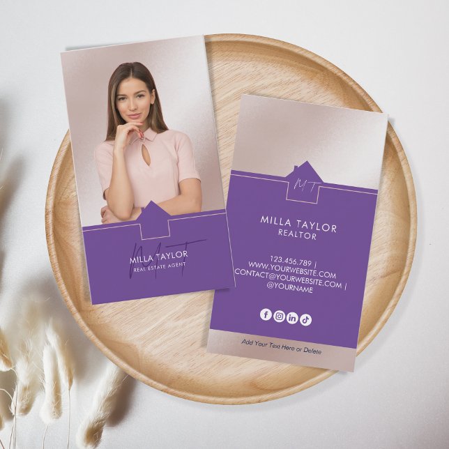 Beruflich-Modernes Real-Anwesen-Monogramm-Foto Visitenkarte (Von Creator hochgeladen)