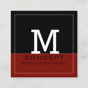 Beruflich Modernes Schwarzes Barn Rotes Monogramm Quadratische Visitenkarte