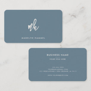 Beruflich Monogram Minimal Modernes Script blau Visitenkarte