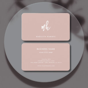 Beruflich Monogram Minimal Modernes Script Rosa Visitenkarte