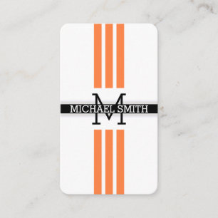 Beruflich Monogram Modern Mango Tango Streifen Visitenkarte