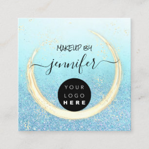 Beruflich Nails Beauty Blue Gold Glitzer Quadratische Visitenkarte