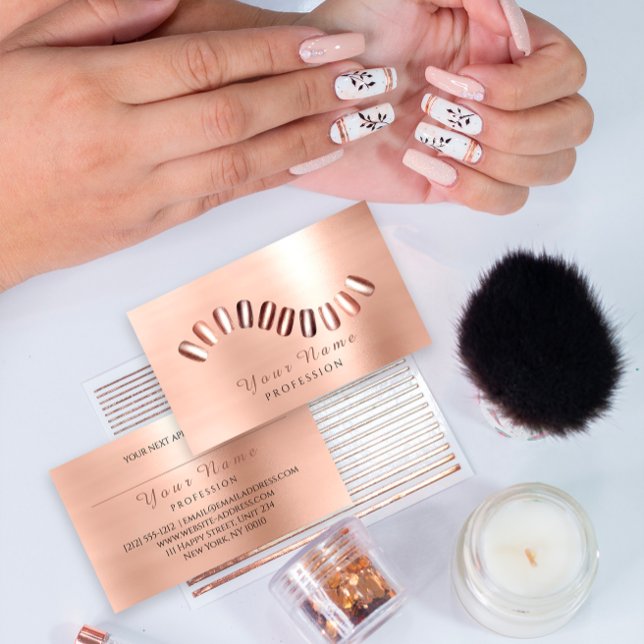 Beruflich Nails Salon Manicurist Rose Gold Visitenkarte (Professional Nails Salon Manicurist Rose Gold Business Card)