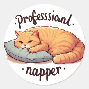 Beruflich Napper Cat Sticker Cozy Ginger Cat