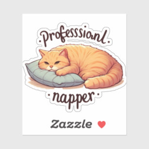 Beruflich Napper Cat Vinyl Funny Lazy Ginger Aufkleber