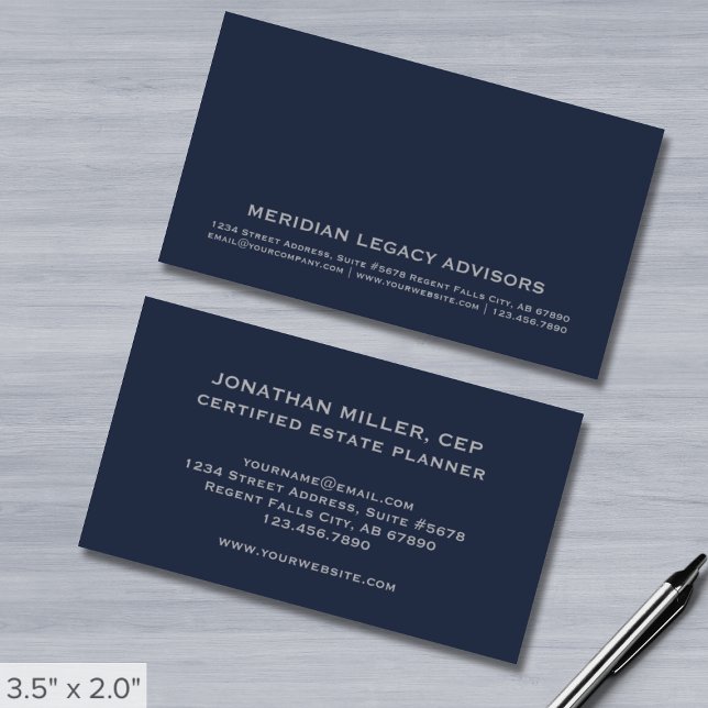Beruflich Navy Blue and Gray Business Card Visitenkarte (Von Creator hochgeladen)