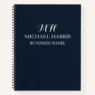 Beruflich Navy Blue Monogram Anfangsgeschäft Notizbuch