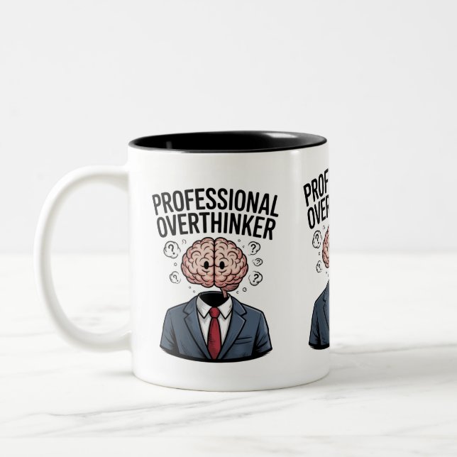 Beruflich Overthinker" Zweifarbige Tasse (Links)
