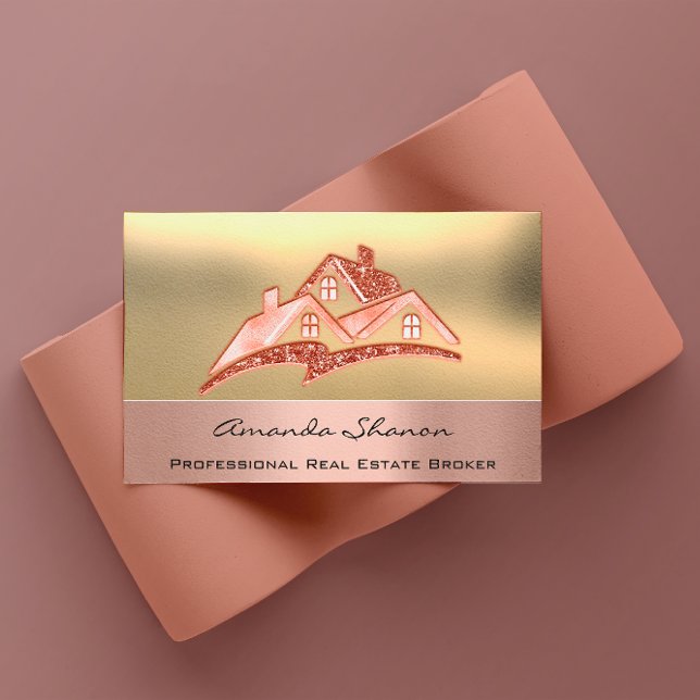 Beruflich Real Anwesen Agent Broker Rose Gold Visitenkarte (Professional Real Estate Agent Broker Rose Gold Business Card)
