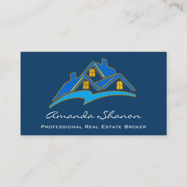 Beruflich Real Anwesen Broker Agent Blue Navy Visitenkarte (Vorderseite)
