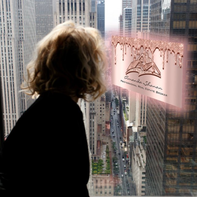 Beruflich Real Anwesen Broker Agent Rose Tropfen Visitenkarte (Professional Real Estate Broker Agent Rose Drips Business Card)