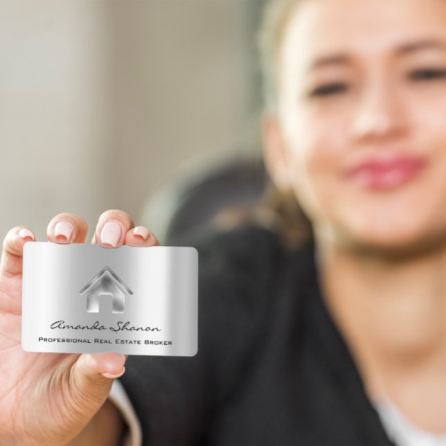 Beruflich Real Anwesen Broker Agent Silver Sell Visitenkarte (Professional Real Estate Broker Agent Silver Sell Business Card)